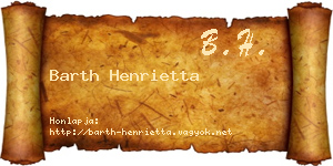 Barth Henrietta névjegykártya